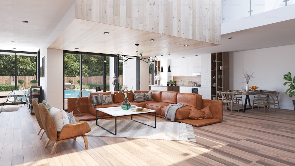 modern luxury living interior. 3d rendering concept