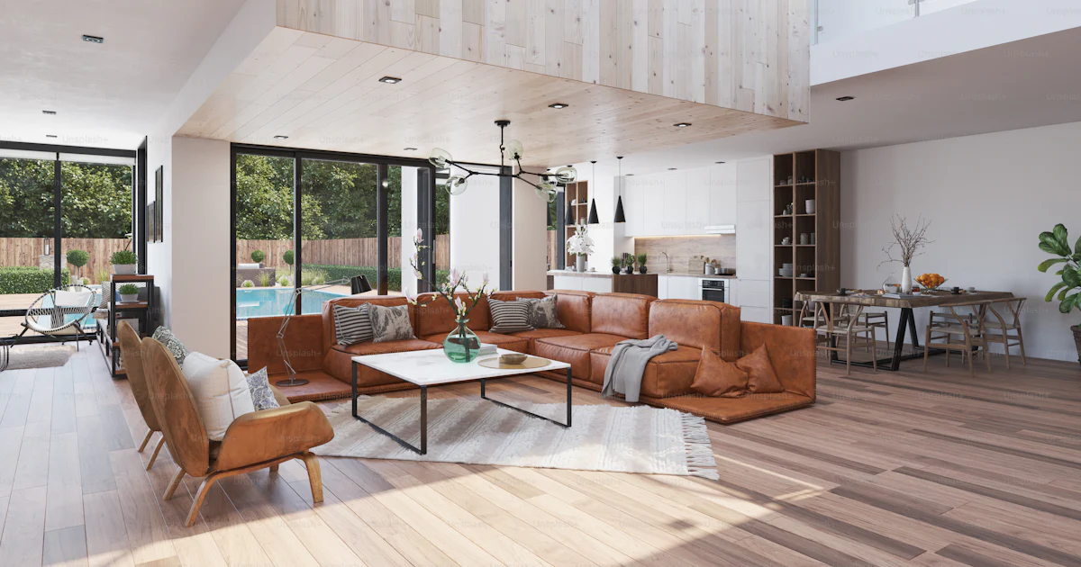 Modern luxury living interior. 3d rendering concept photo – House Image ...