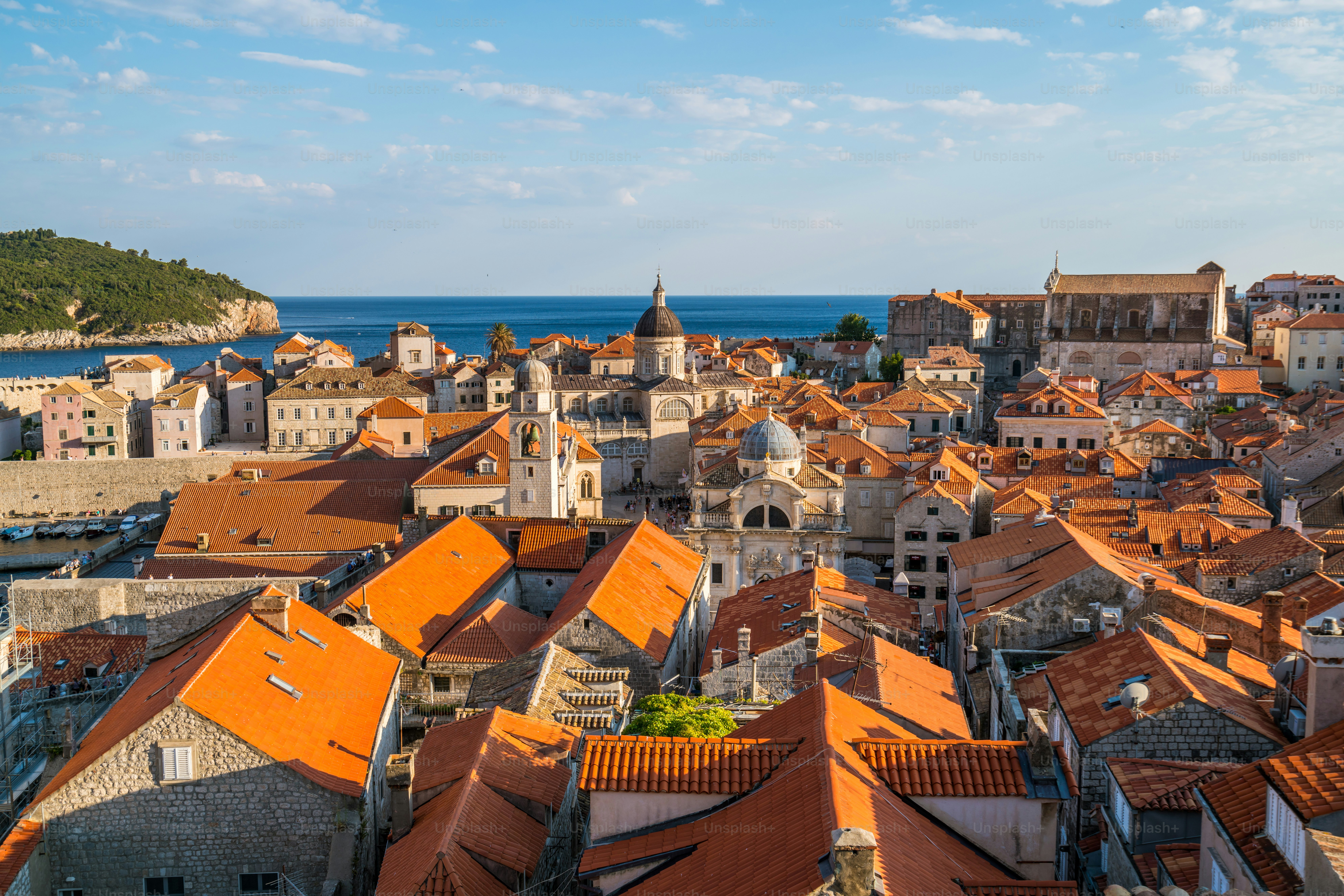 Panoramic view of Dubrovnik old town in Croatia - Prominent travel destination of Croatia. Dubrovnik old town was listed as UNESCO World Heritage Sites in 1979.
