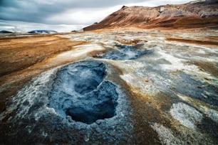 Hverir (Icelandic: Hverarond) is geothermal area in Myvatn, Iceland. Hverir is a famous tourist destination located near Lake Myvatn, Krafla northeastern region of Iceland, Europe.