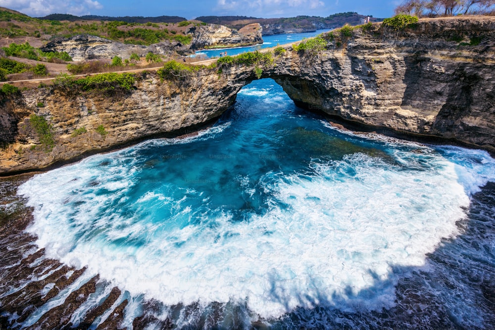 Broken beach in Nusa penida island, Bali in Indonesia.