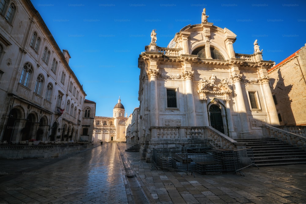 Chiesa di San Biagio nel centro storico di Dubrovnik , Croazia - Destinazione turistica di spicco della Croazia. Il centro storico di Dubrovnik è stato dichiarato Patrimonio dell'Umanità dall'UNESCO nel 1979.