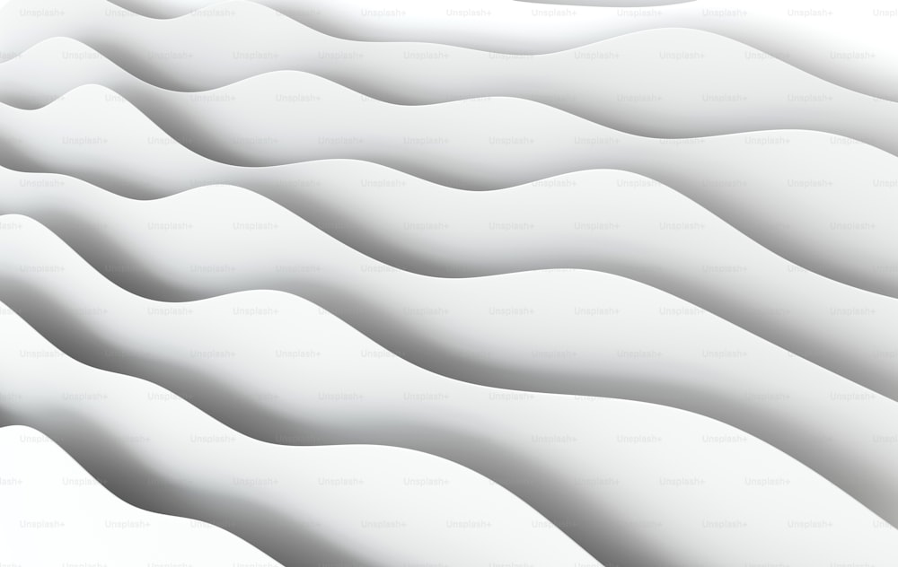 Abstract white paper waves 3d rendering. Modern minimal design, paper art style