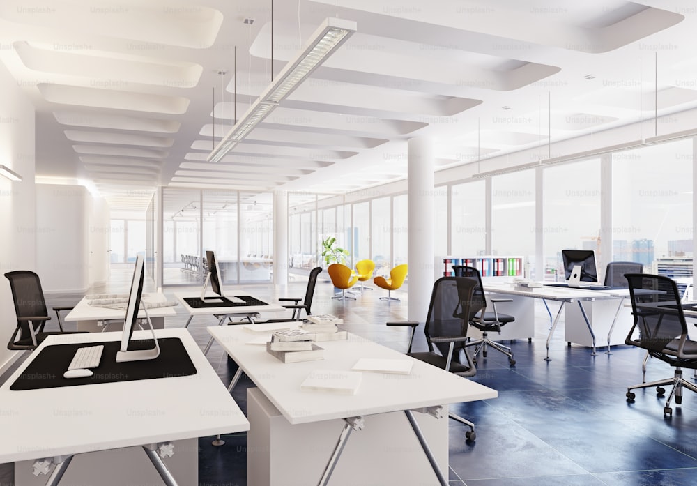 modern loft office interior. 3d rendering concept