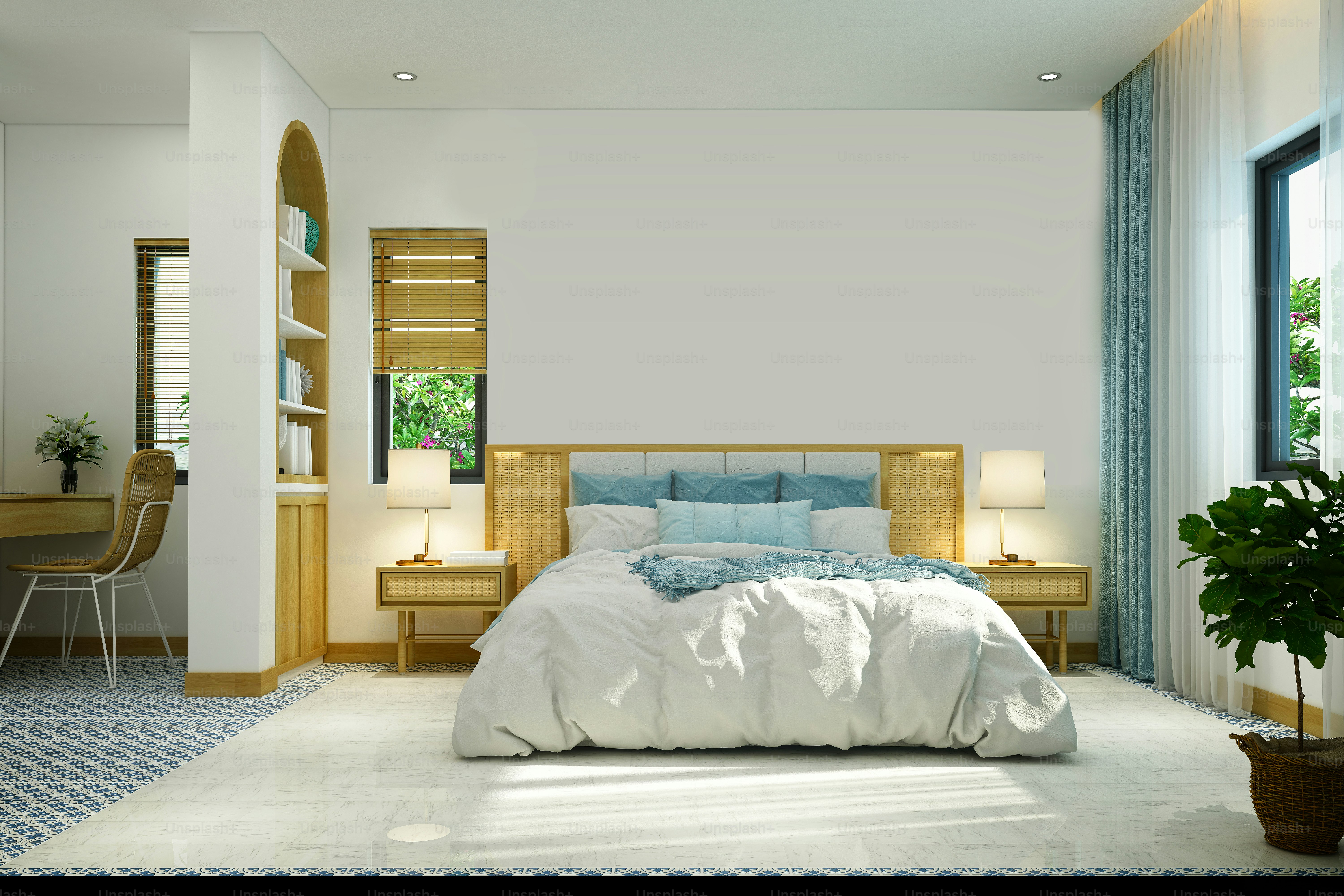 3d render of modern hotel room