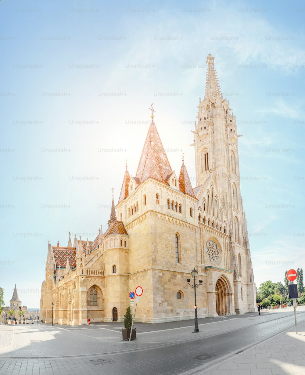 Main tourist attraction and landmark of Budapest - amazing architecture of the Cathedral of St. Matthias. Church is the biggest gothic temple in Hungary.