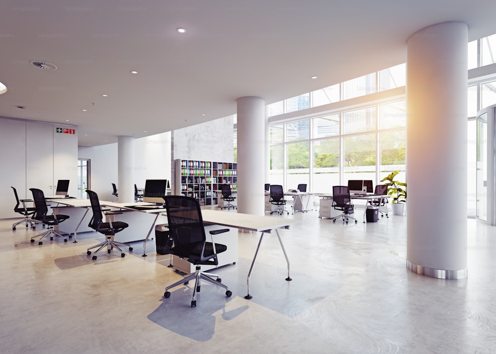 modern office building interior. 3d rendering concept