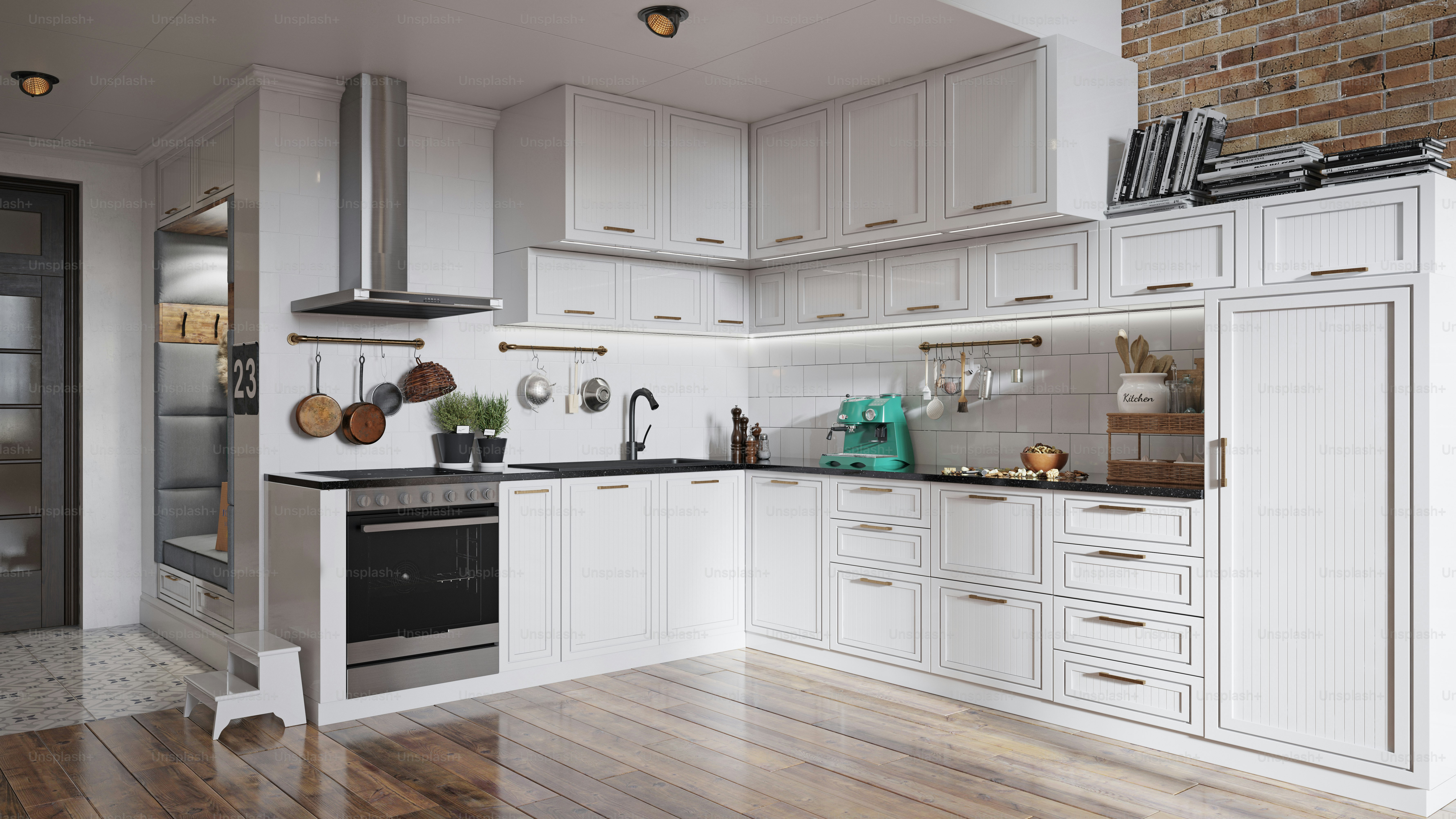 modern kitchen interior. 3d rendering design concept