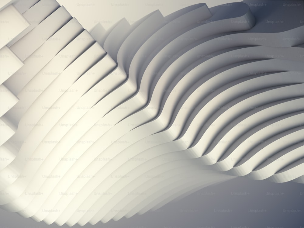 Sfondo futuristico architettonico a strisce bianche. Illustrazione di rendering 3D
