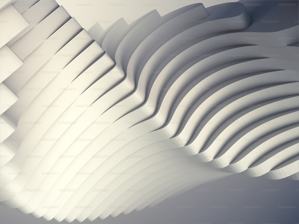 White stripe architectural futuristic pattern background. 3d render illustration