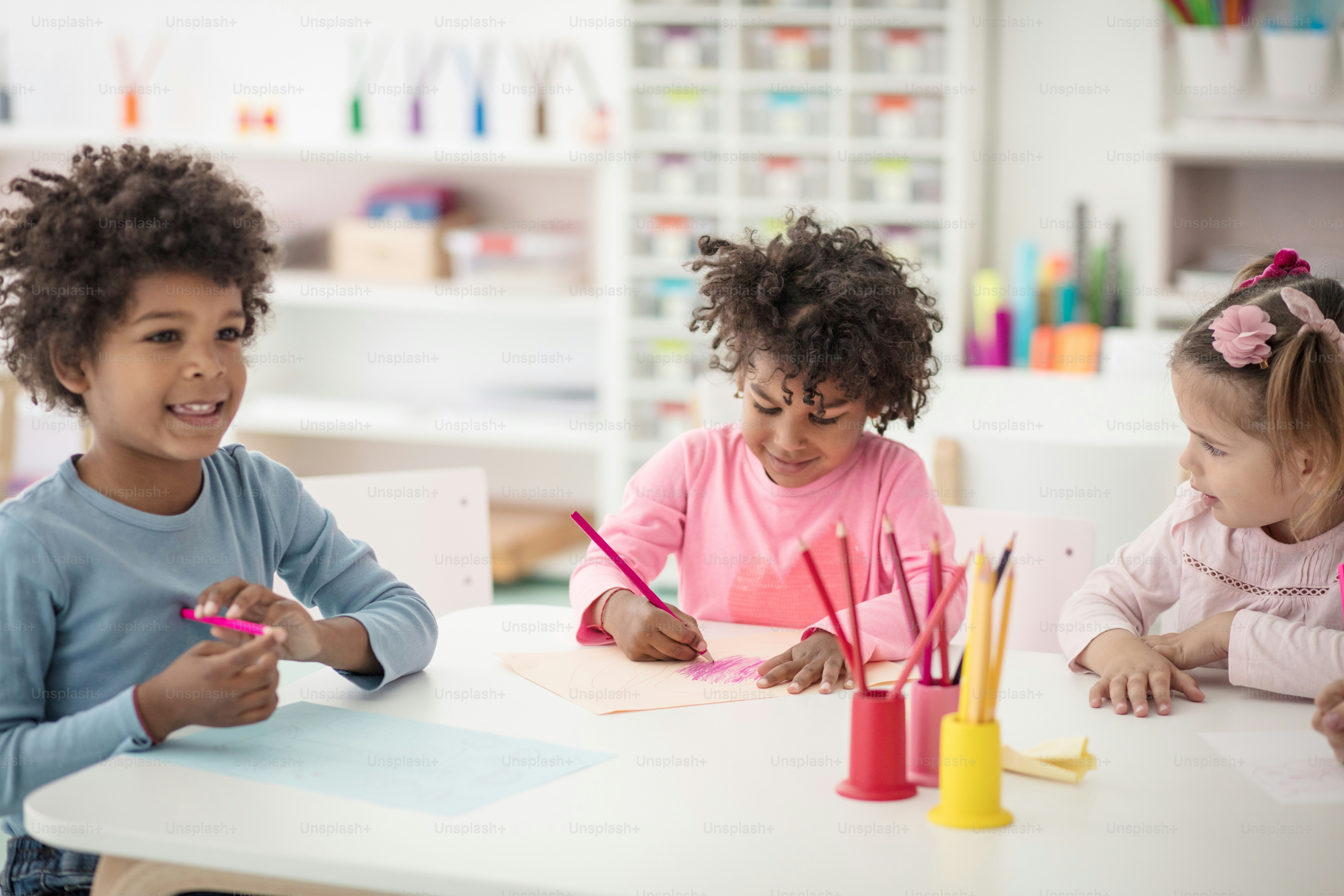 They like to draw. Children in preschool.
