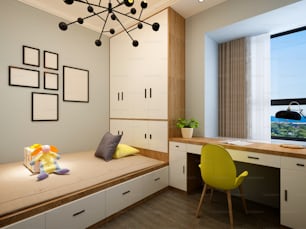 3d render modern cozy bedroom