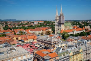 Aerial view Zagreb in Croatia. Capital city of Croatia, Zagreb is the famous tourist destination of Croatia and Europe.