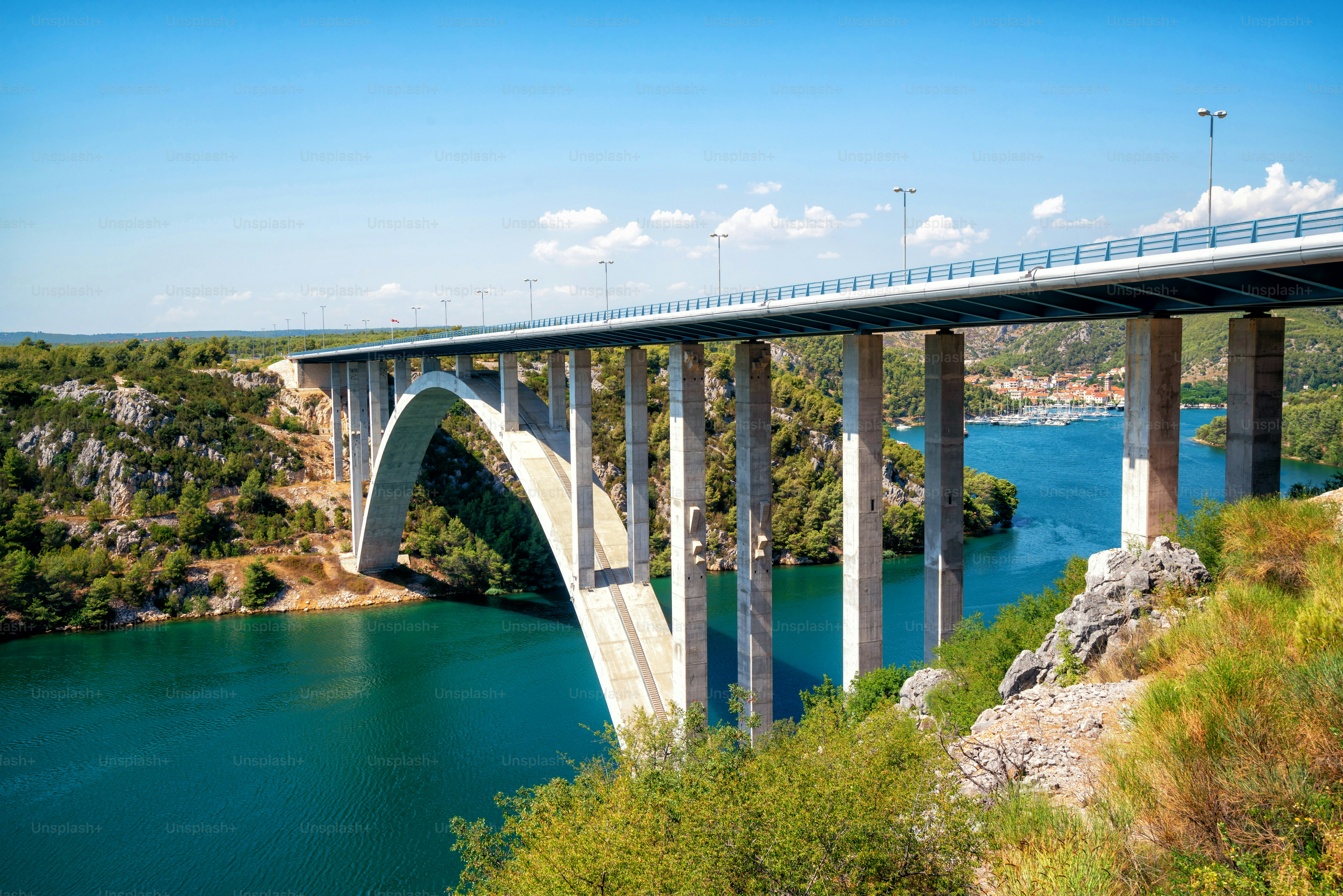 Bridge over river Krka, Sibenik Bridge in Croatia, Europe.