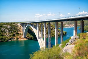 Bridge over river Krka, Sibenik Bridge in Croatia, Europe.