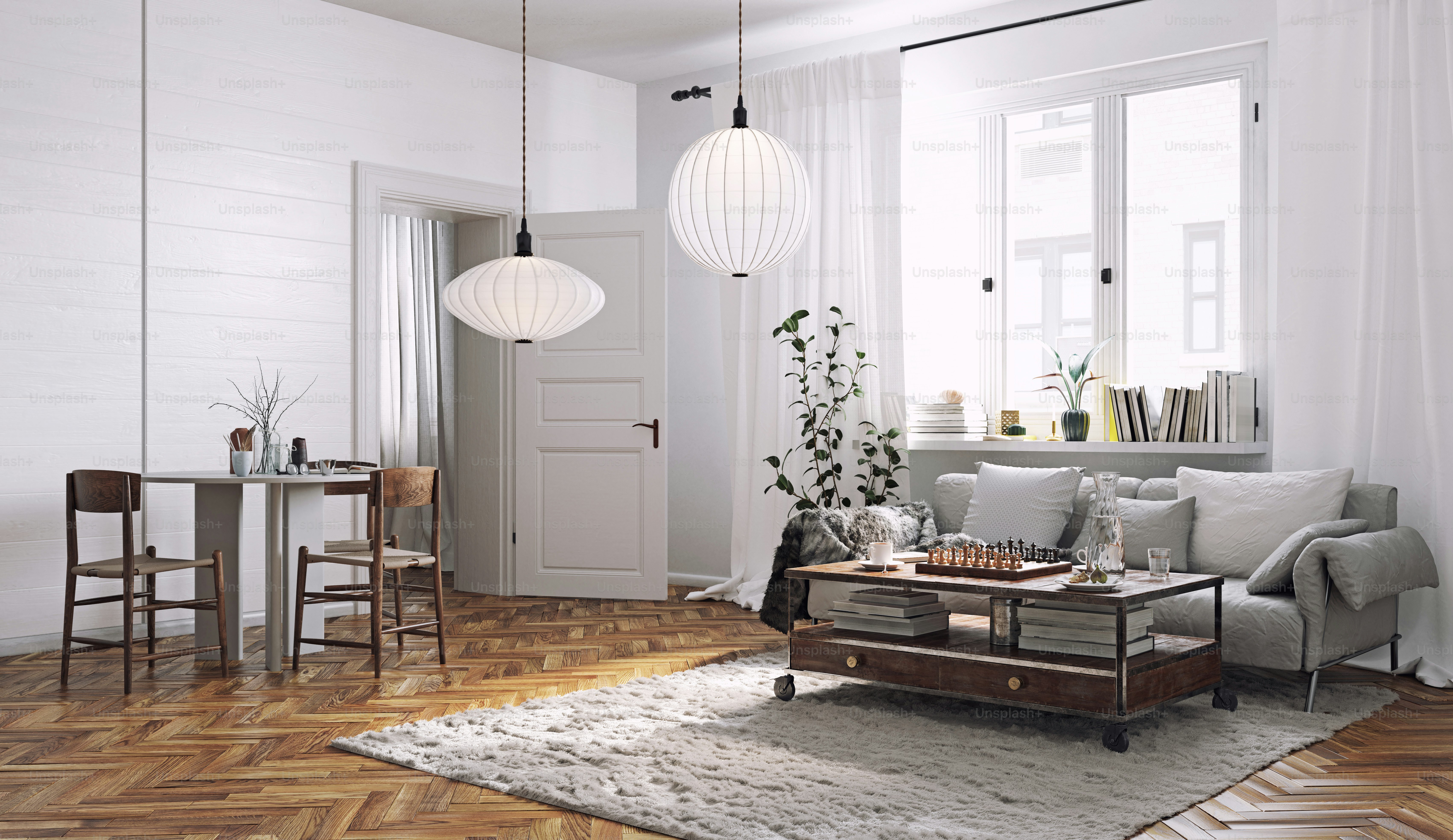 modern living interior design. 3d concept illustration