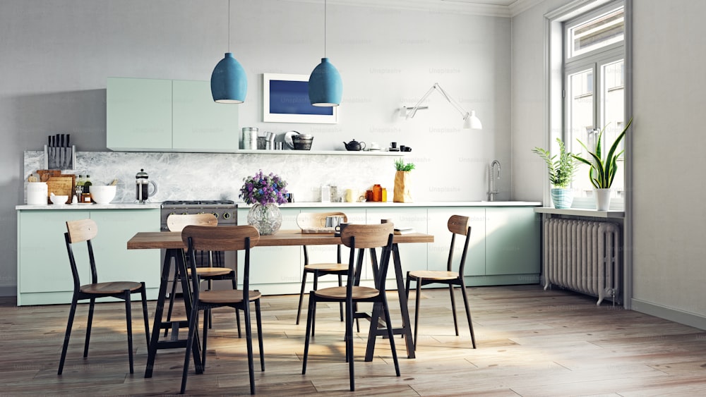 modern  kitchen interior. 3d rendering design concept