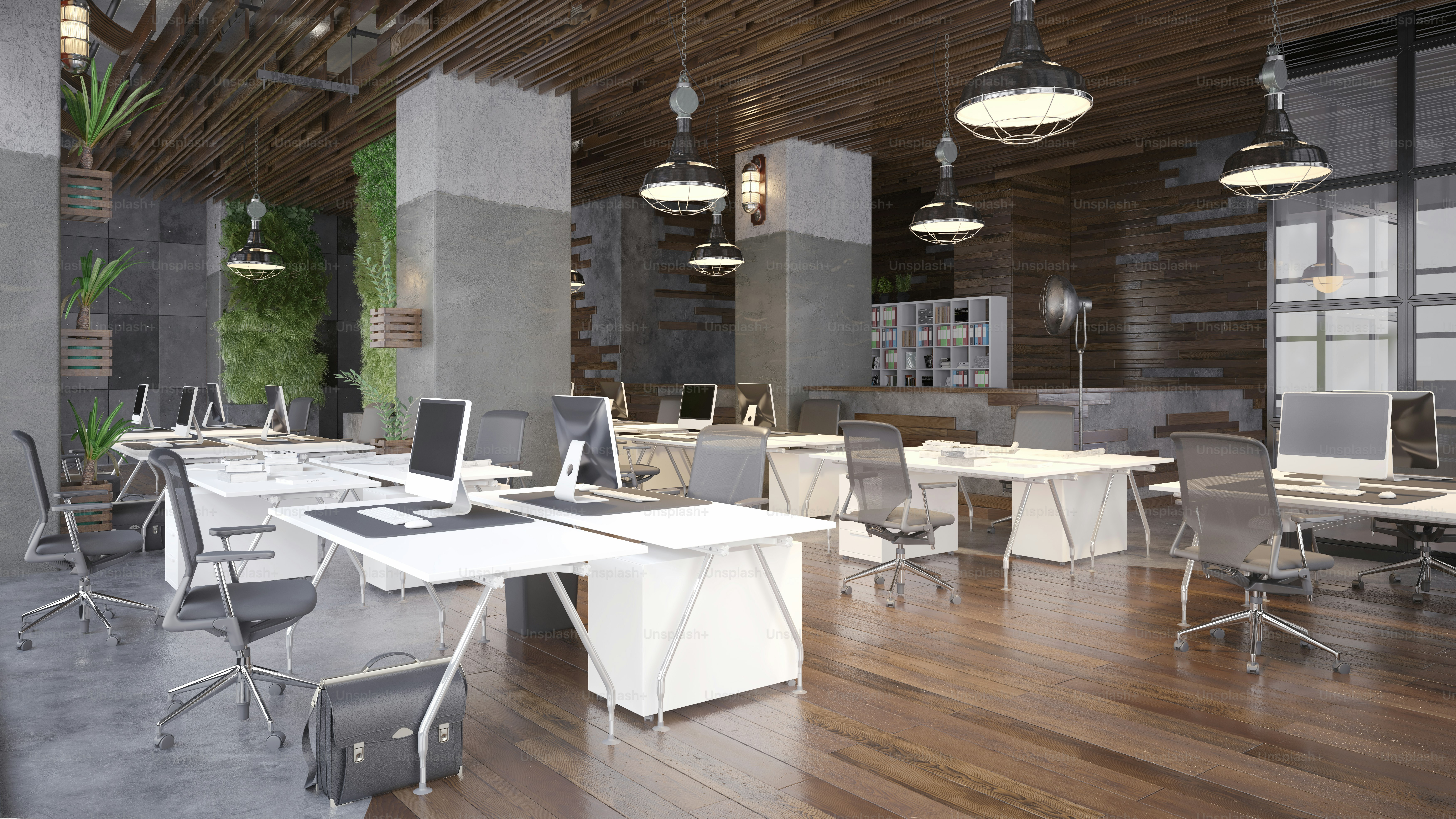 Contemporary office interior. 3d rendering design concept photo ...