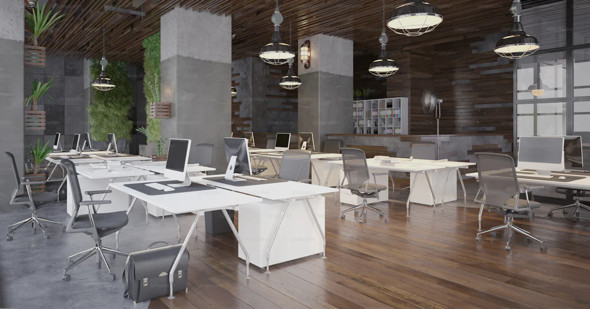 Contemporary office interior. 3d rendering design concept photo ...