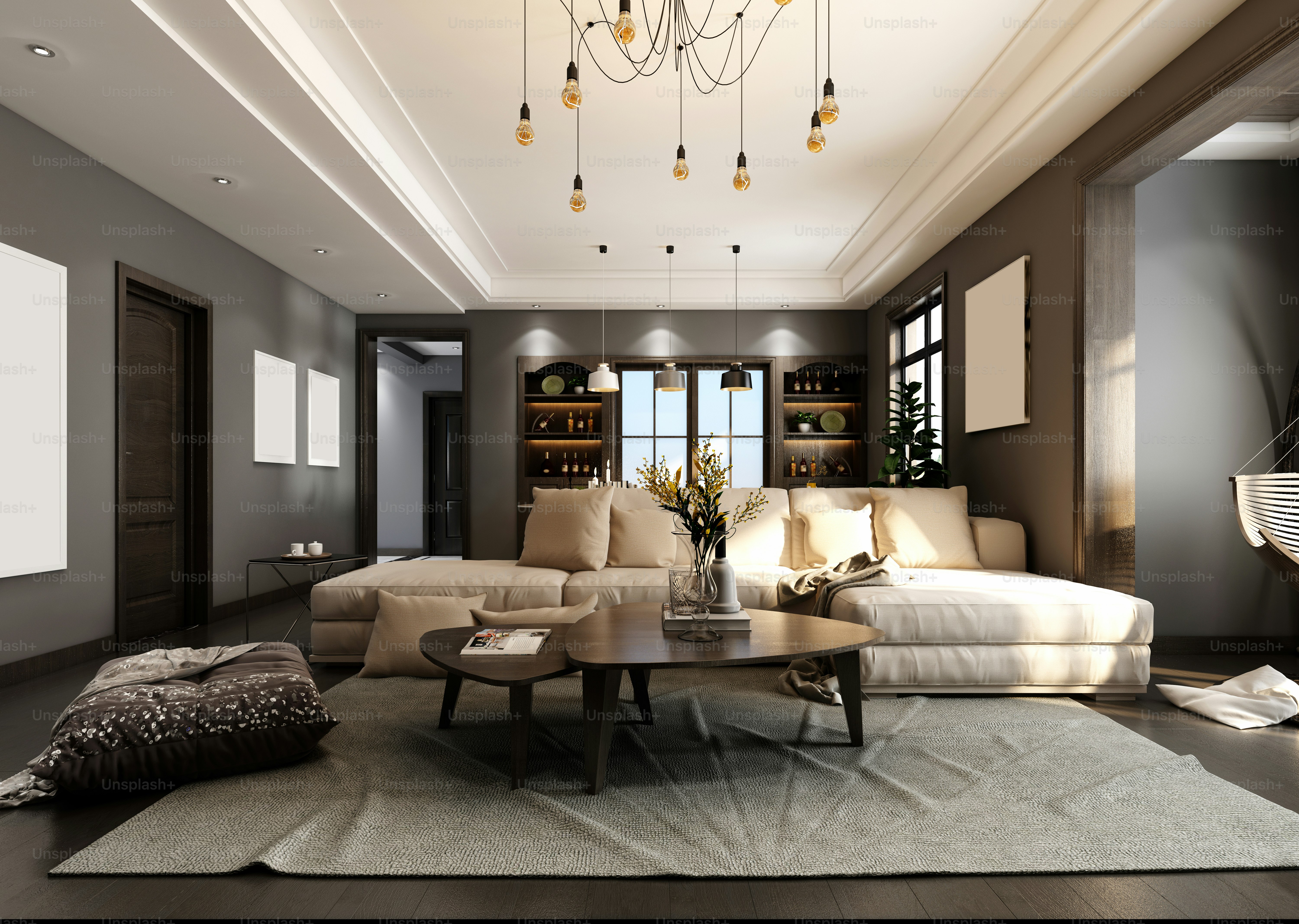 3d render of modern living room