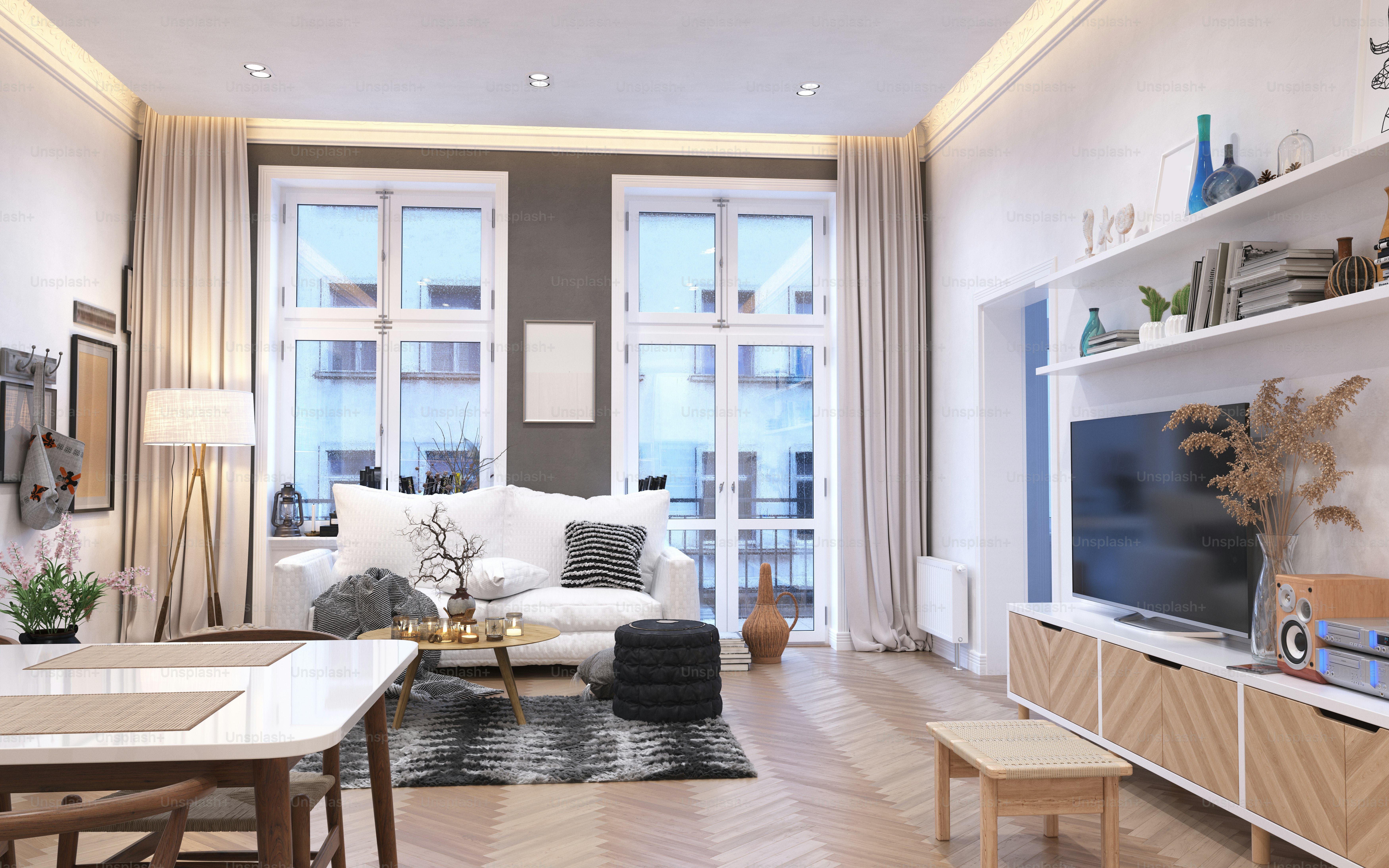 Modernes Wohninterieur. Konzeptidee für 3D-Rendering
