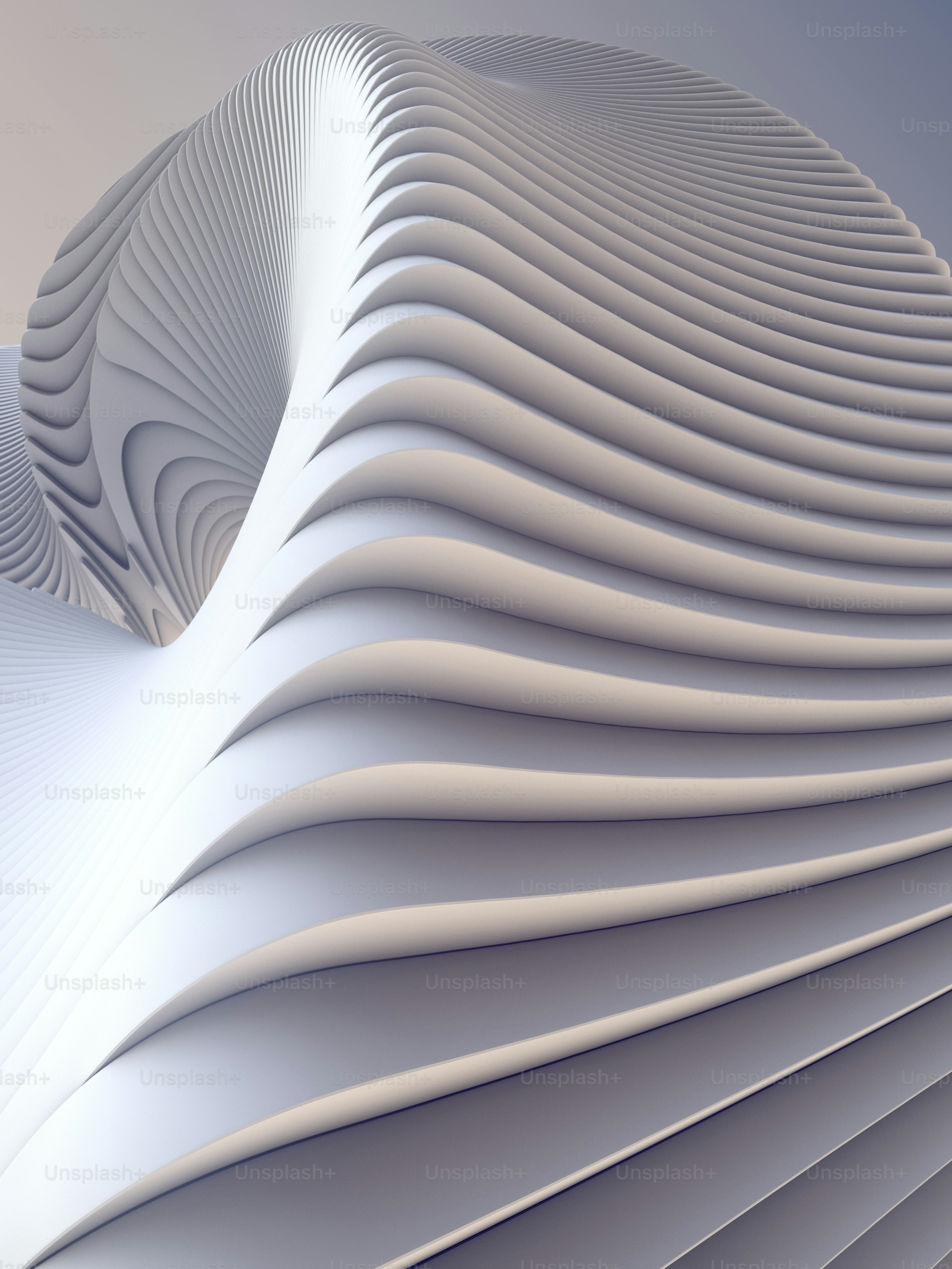 White stripe architectural futuristic pattern background. 3d render illustration