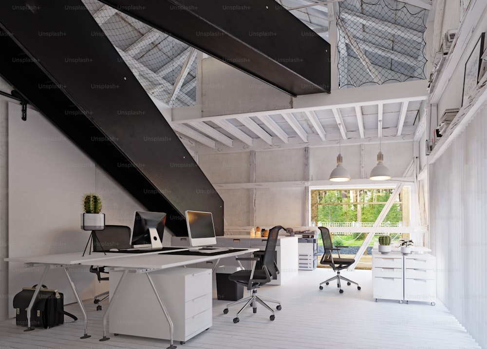 현대 에코 사무실, 국가 건축 디자인. 3d 렌더링 개념