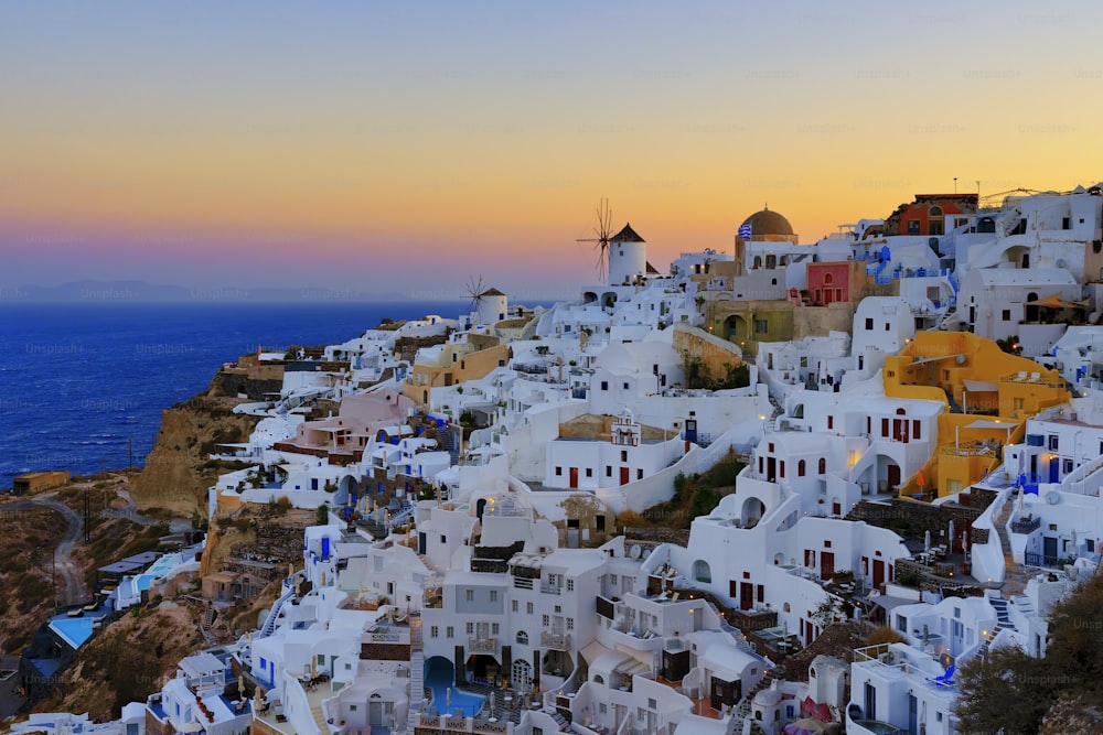 View of Oia in the morning, Santorini, Greece