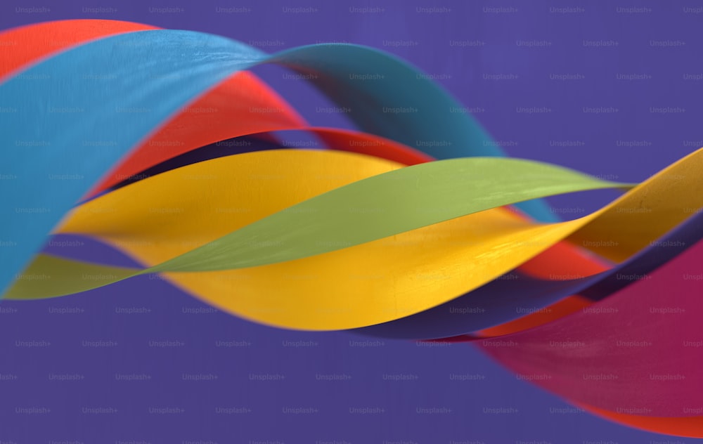 Abstract colorful twisted gribbons, waves. Modern background 3d rendering