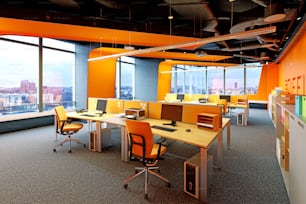 Interior de oficina tipo loft moderno. Concepto de renderizado 3D