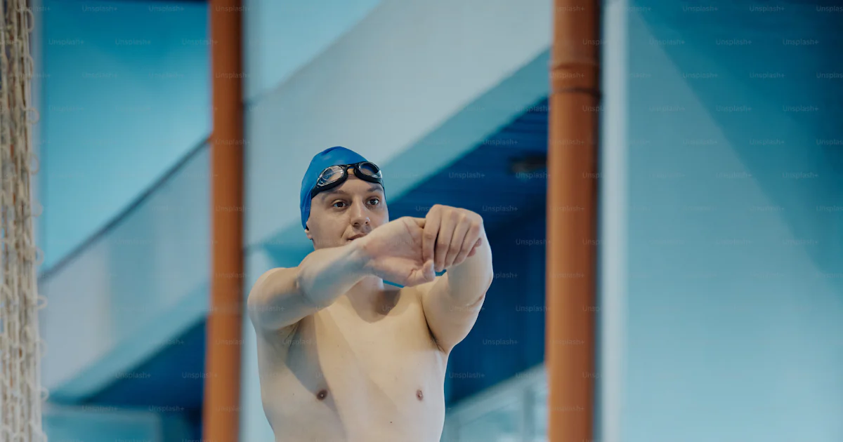 Ding Exercise Full length of swimmer with artificial leg ding relaxation exercises ...