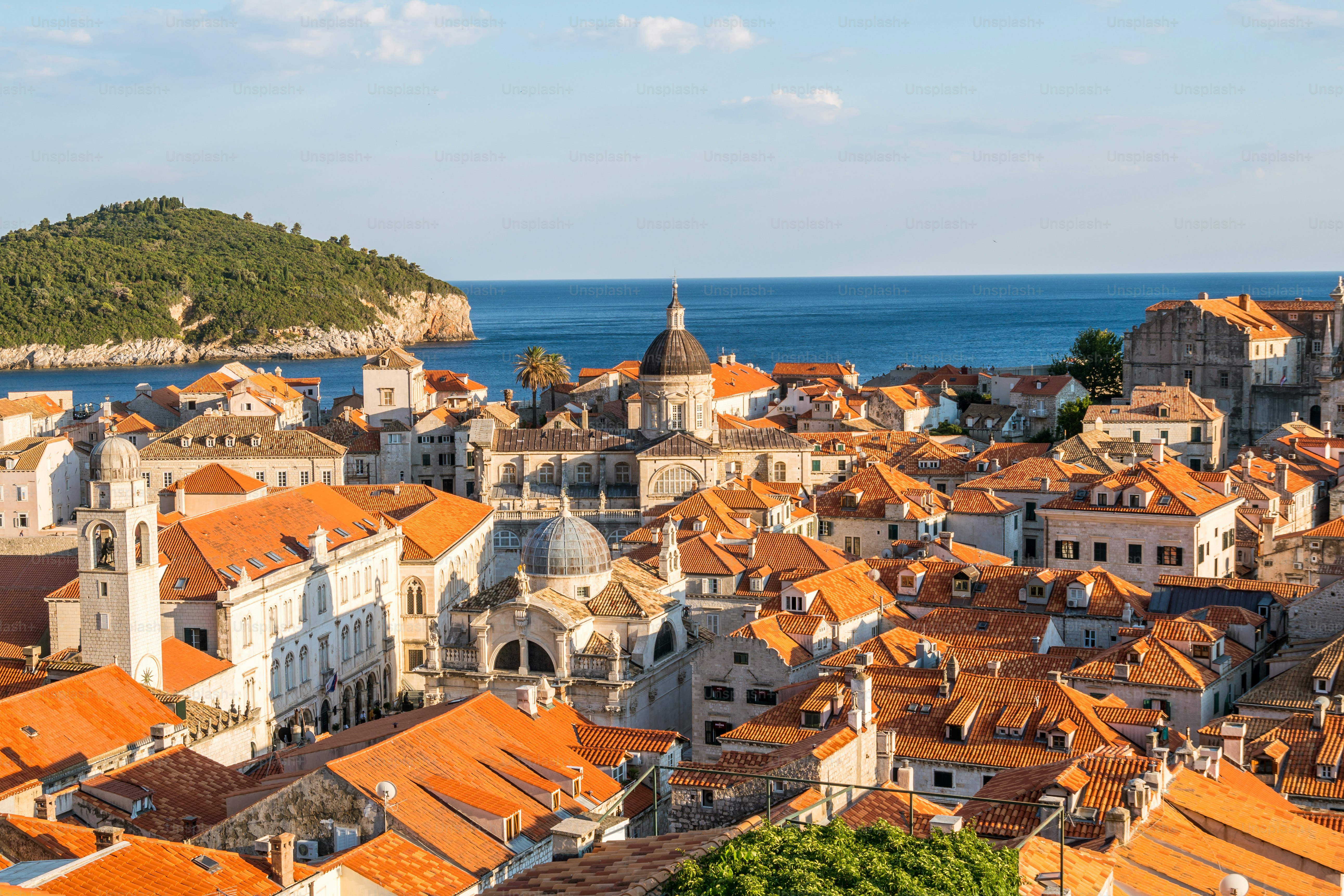 Panoramic view of Dubrovnik old town in Croatia - Prominent travel destination of Croatia. Dubrovnik old town was listed as UNESCO World Heritage Sites in 1979.