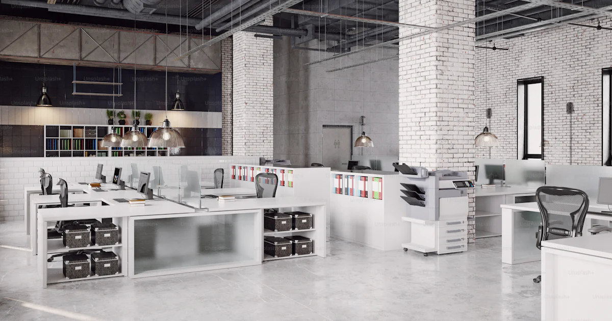Foto Interior de oficina de loft contemporáneo. concepto de diseño de ...