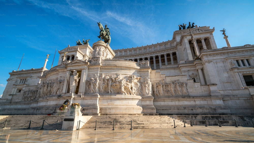 The Altare della Patria "Altar of the Fatherland" monument built in honor of Victor Emmanuel, the first king of a unified Italy, located in Rome, Italy.