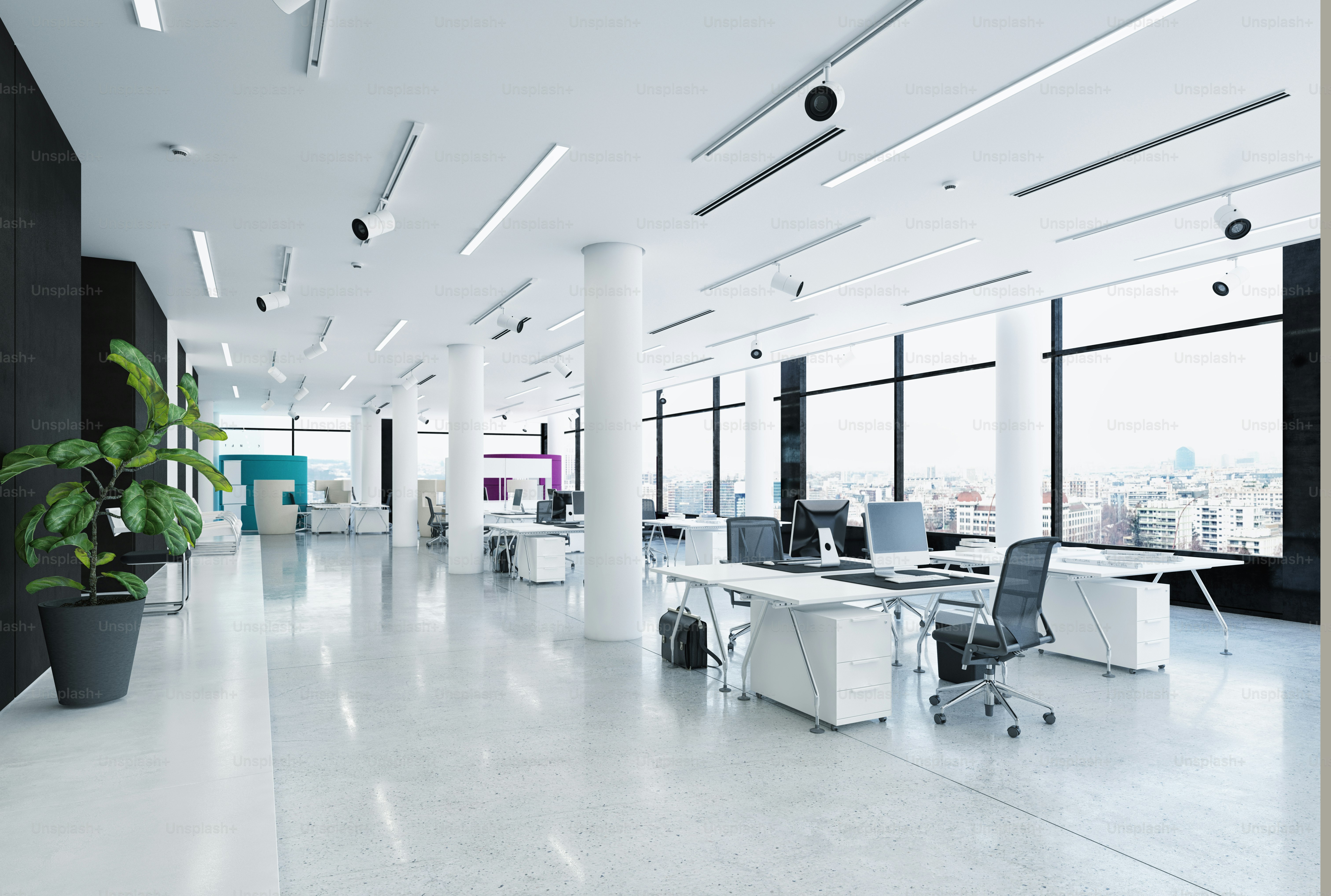modern loft office interior. 3d rendering concept