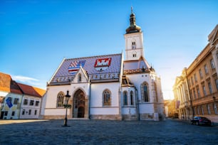 Igreja de São Marcos em Zagreb, Croácia, Europa - Famoso destino turístico.
