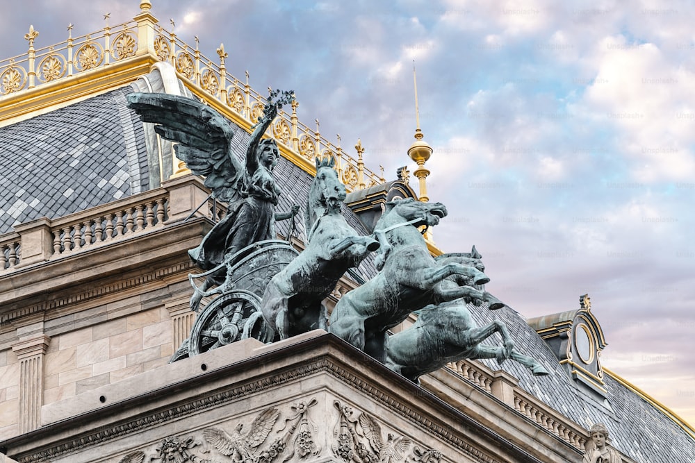 Architecture Detail closeup on National Theater roof in Prague