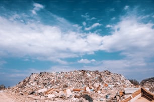 Proof of human negligence. On picture big pile of trash ruining nature.