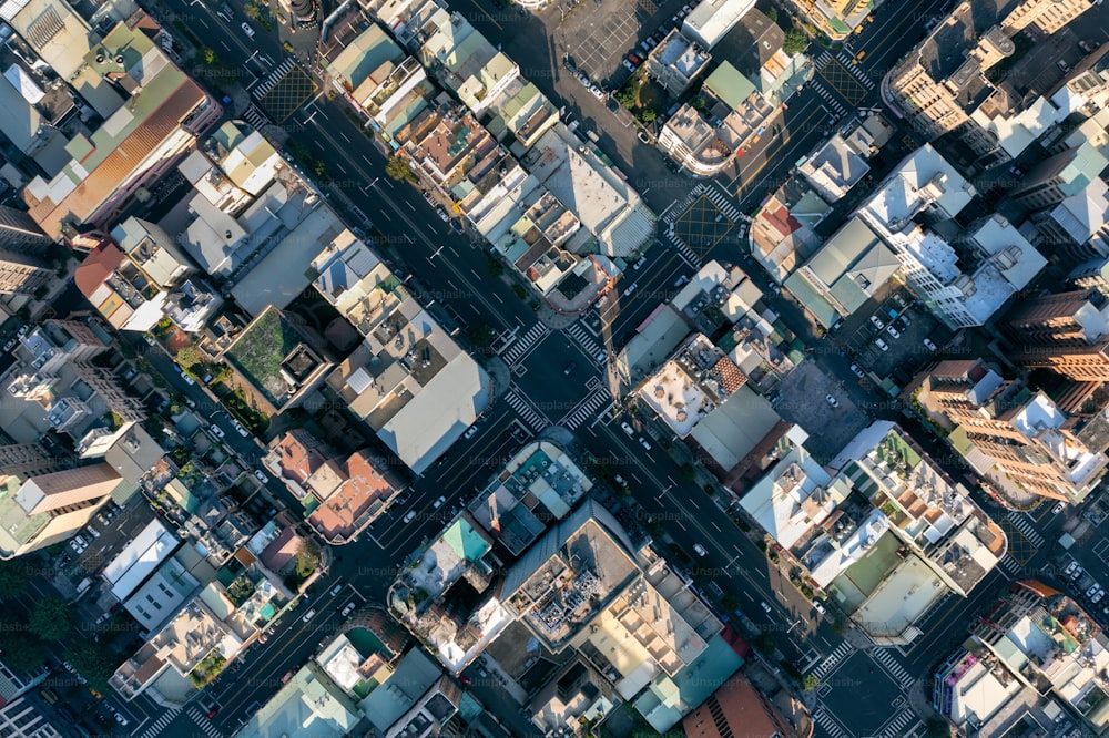 Aerial view of traffic in Kaohsiung city, Taiwan.