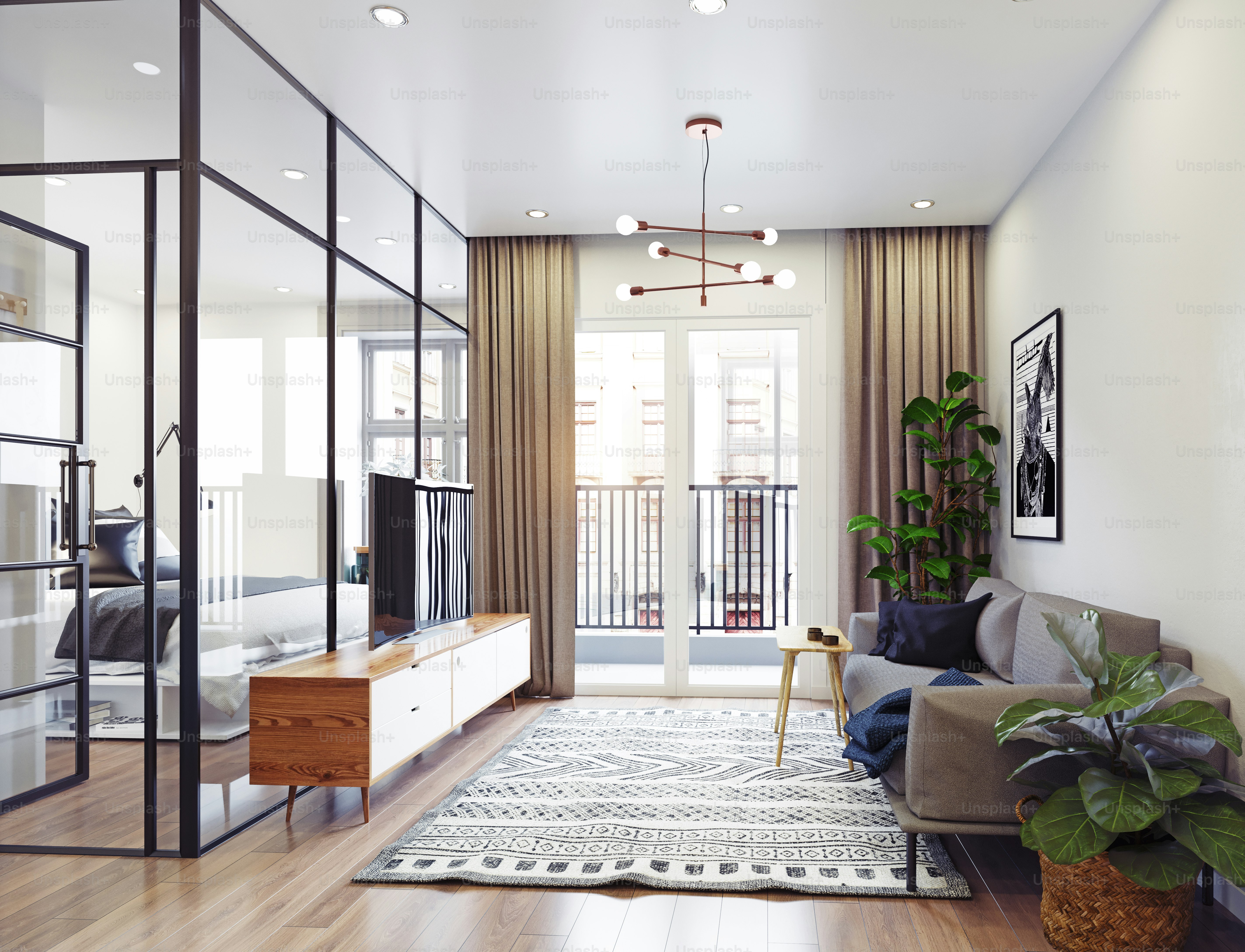 Modern living interior design. 3d rendering concept photo – Art Image ...