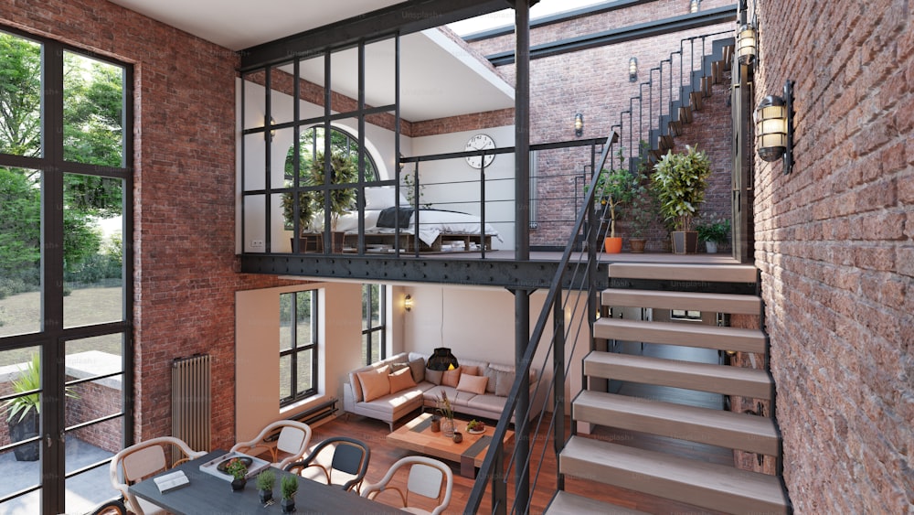 modern living  interior. 3d rendering design concept