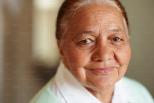 Close-up of a happy old woman