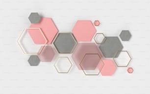 Hexagonal abstract background, depth of field effect. Modern cellular honeycomb 3d panel with hexagons. Ceramic, concrete metallic tile. 3d wall texture.  Geometric background for interior wallpaper design
