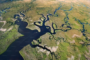 a large body of water surrounded by land