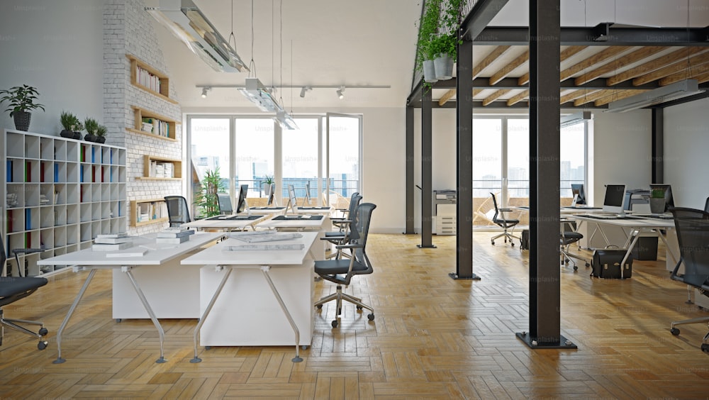 contemporary  office interior. 3d rendering design concept