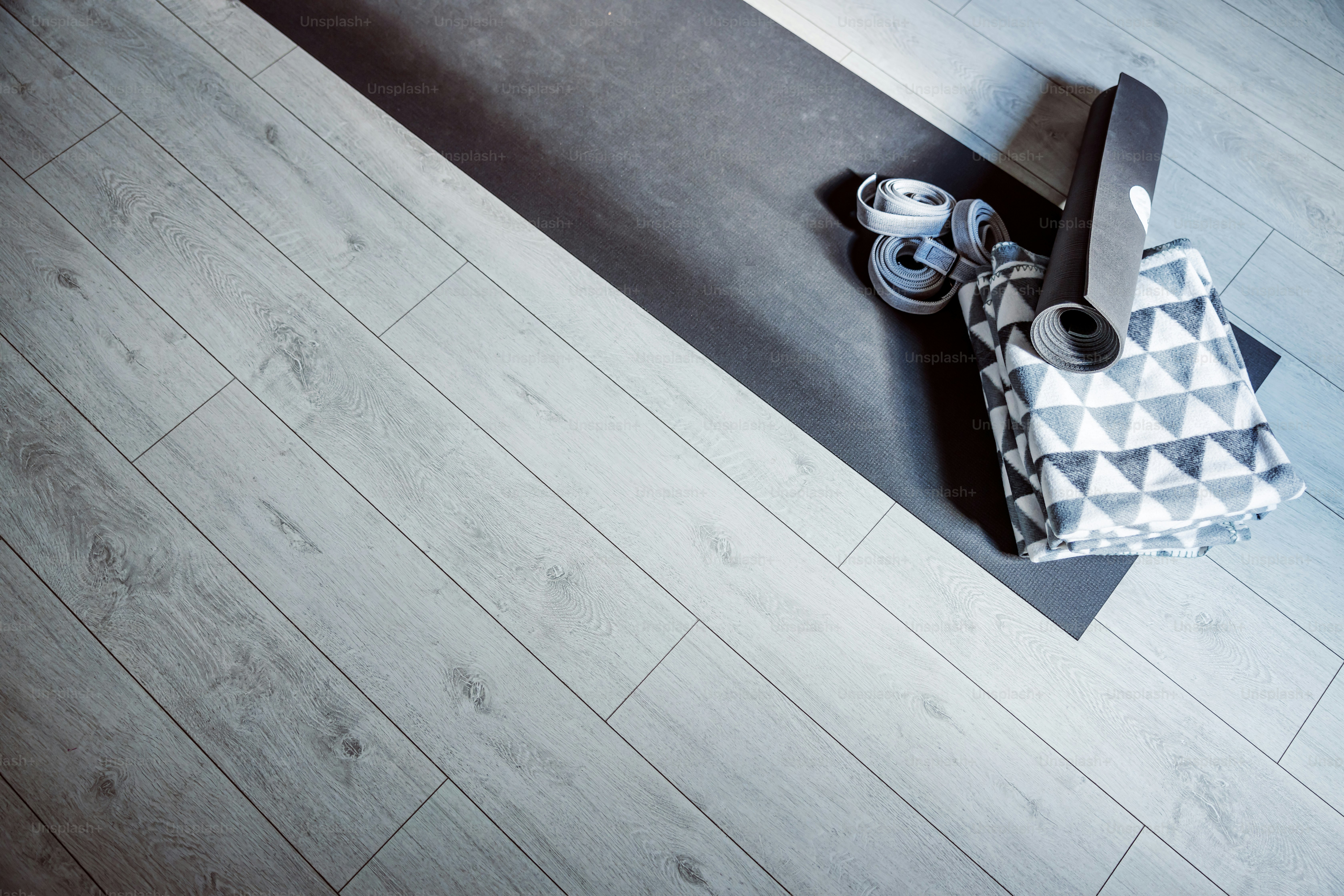 Vista superior do equipamento de yoga.