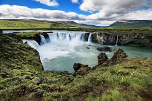 Waterfalls in a beautiful Iceland landscape, Europe.
