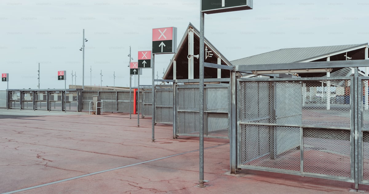 Multiple checkpoint gates to the area where concerts or big sports ...
