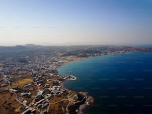 Wonderful view to the sea and city from the sky.