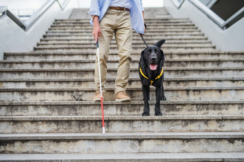 Persona con perro guía